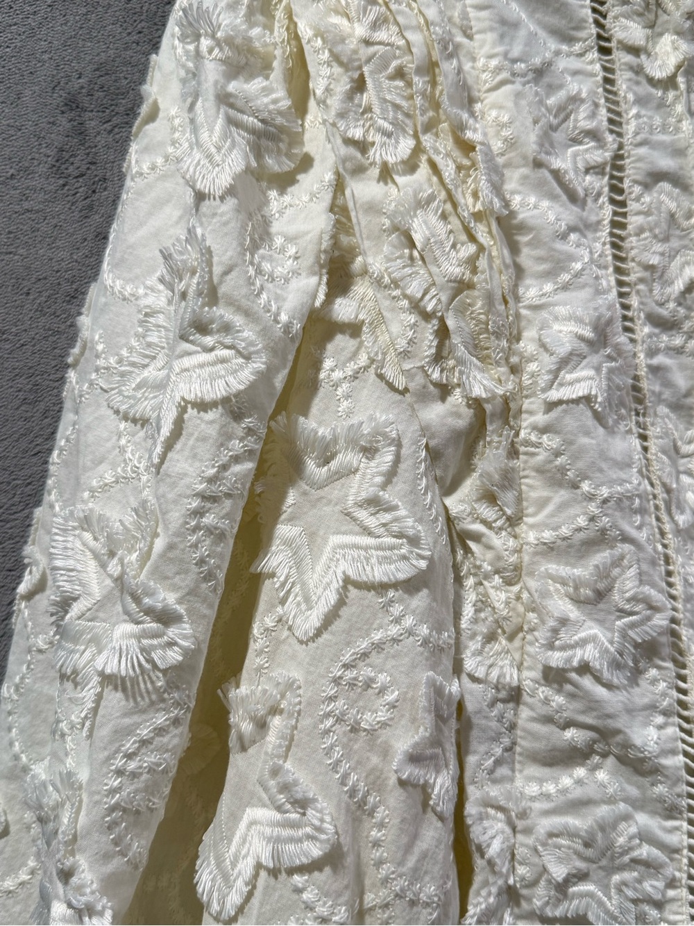 FARM Rio Ivory Textured Puff-Sleeve Blouse - Picture 3 of 8